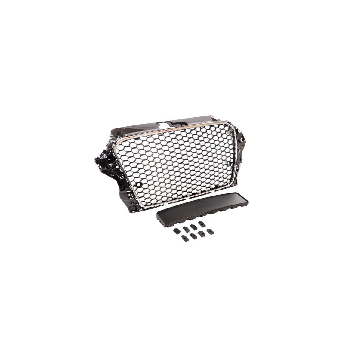 Calandre sport / Calandre adaptée pour Audi A3 8V 12-16 Noir brillant / Chrome design nid d'abeille