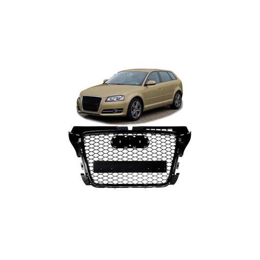 Sportgrill / Kühlergrill passend für Audi A3 8P Facelift 08-12 Hochglanz Schwarz