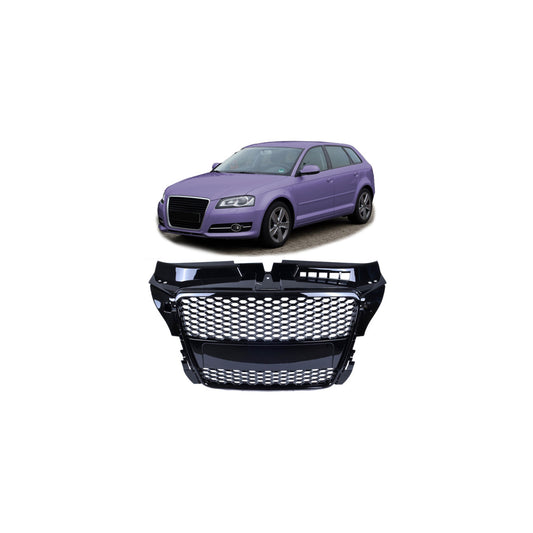 Sportgrill / Kühlergrill passend für Audi A3 8P Facelift 08-12 Hochglanz Schwarz
