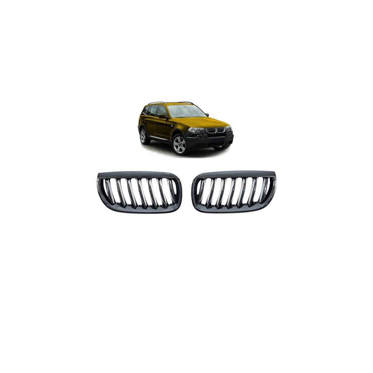 Calandre / Calandre sport adaptée pour BMW X3 E83 03-06 noir brillant