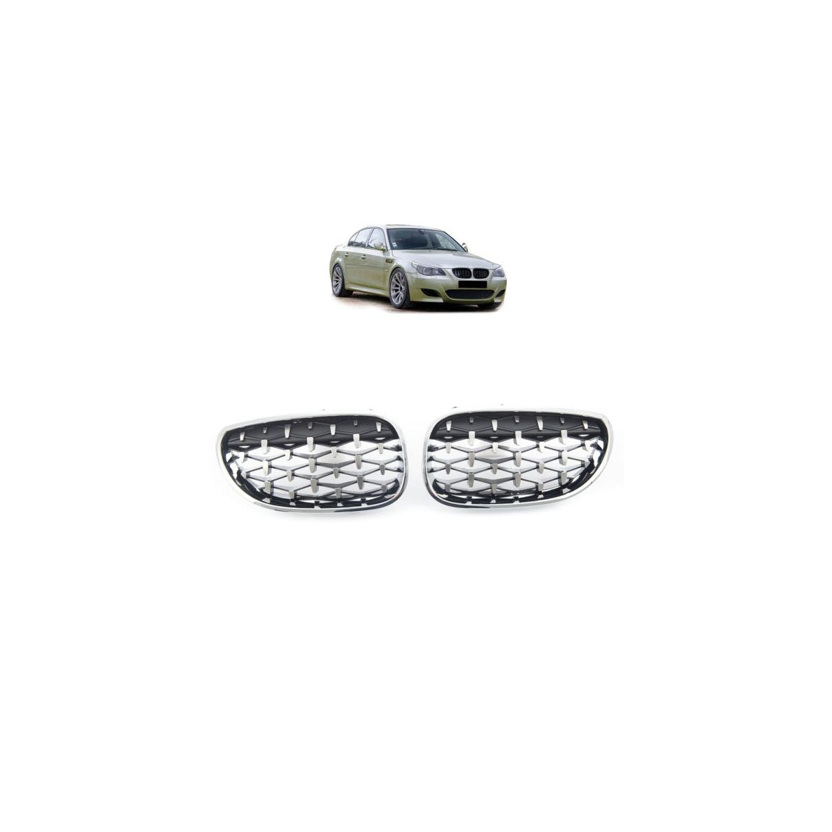Calandre / Calandre sport noir / chrome compatible avec BMW Série 5 E60 E61 03-10 tous modèles