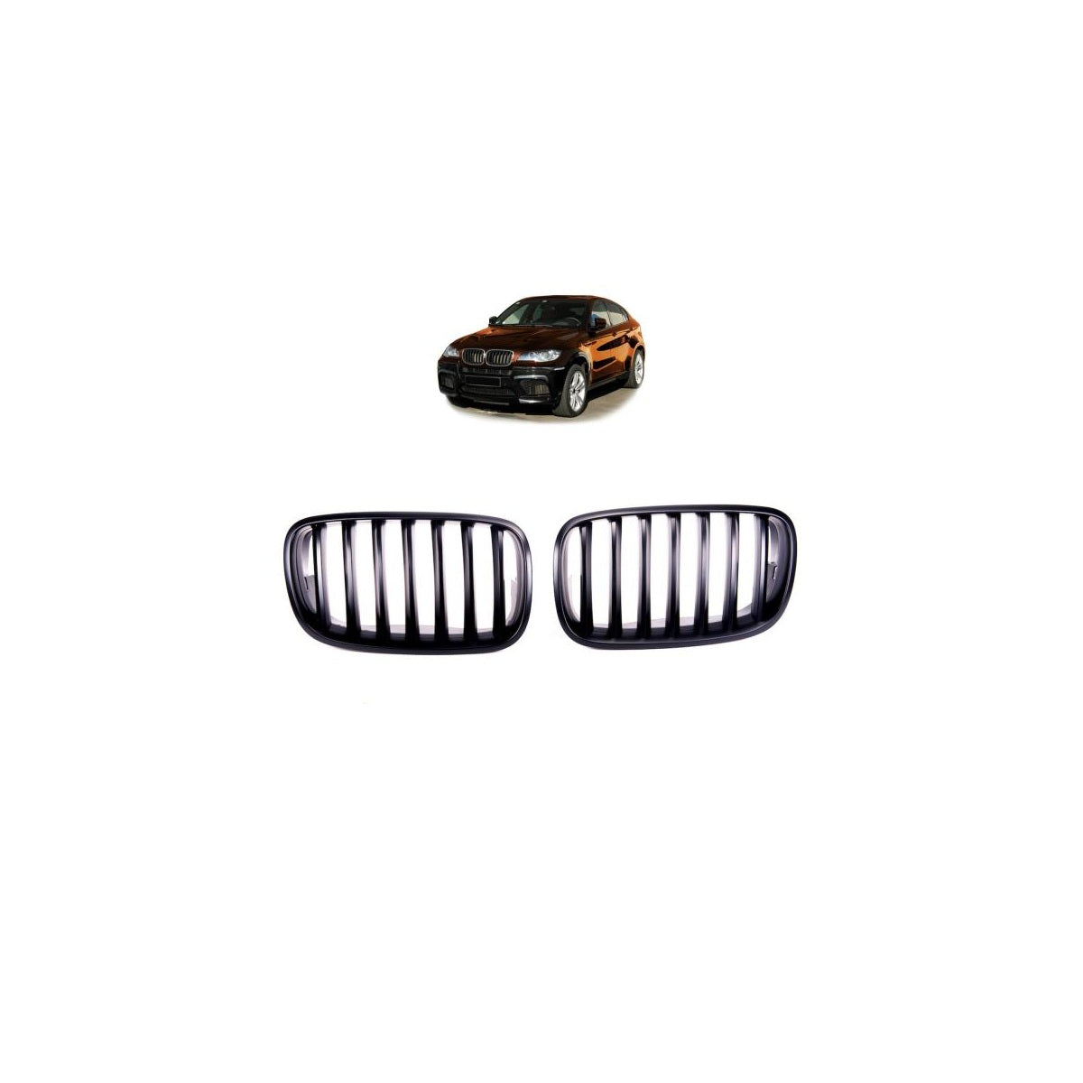 Calandre sport noir mat compatible avec BMW X5 X6 E70 E71 E72 08-14