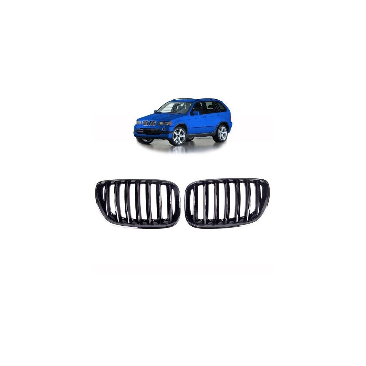 Calandre sport simple noir brillant compatible avec BMW X5 E53 03-06