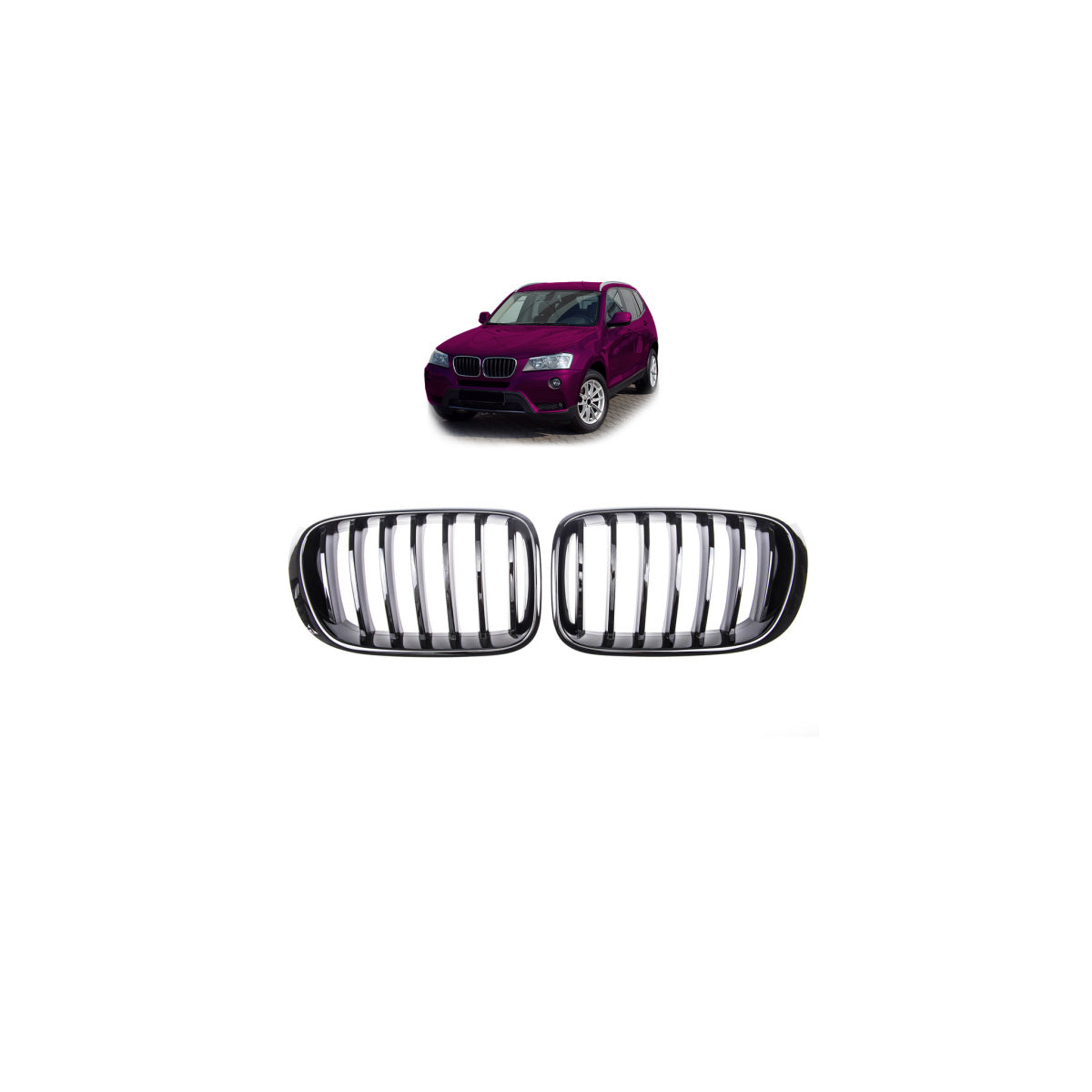 Calandre sport simple noir brillant compatible BMW X3 F25 X4 F26 14-17
