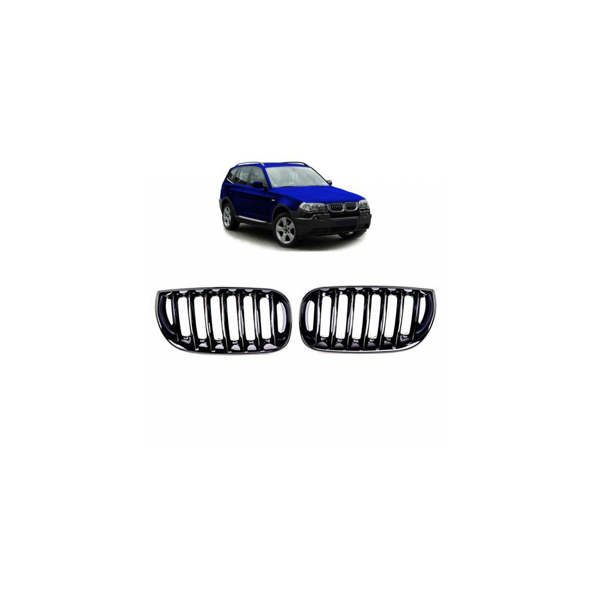 Calandre sport compatible avec BMW X3 E83 03-06 noir brillant