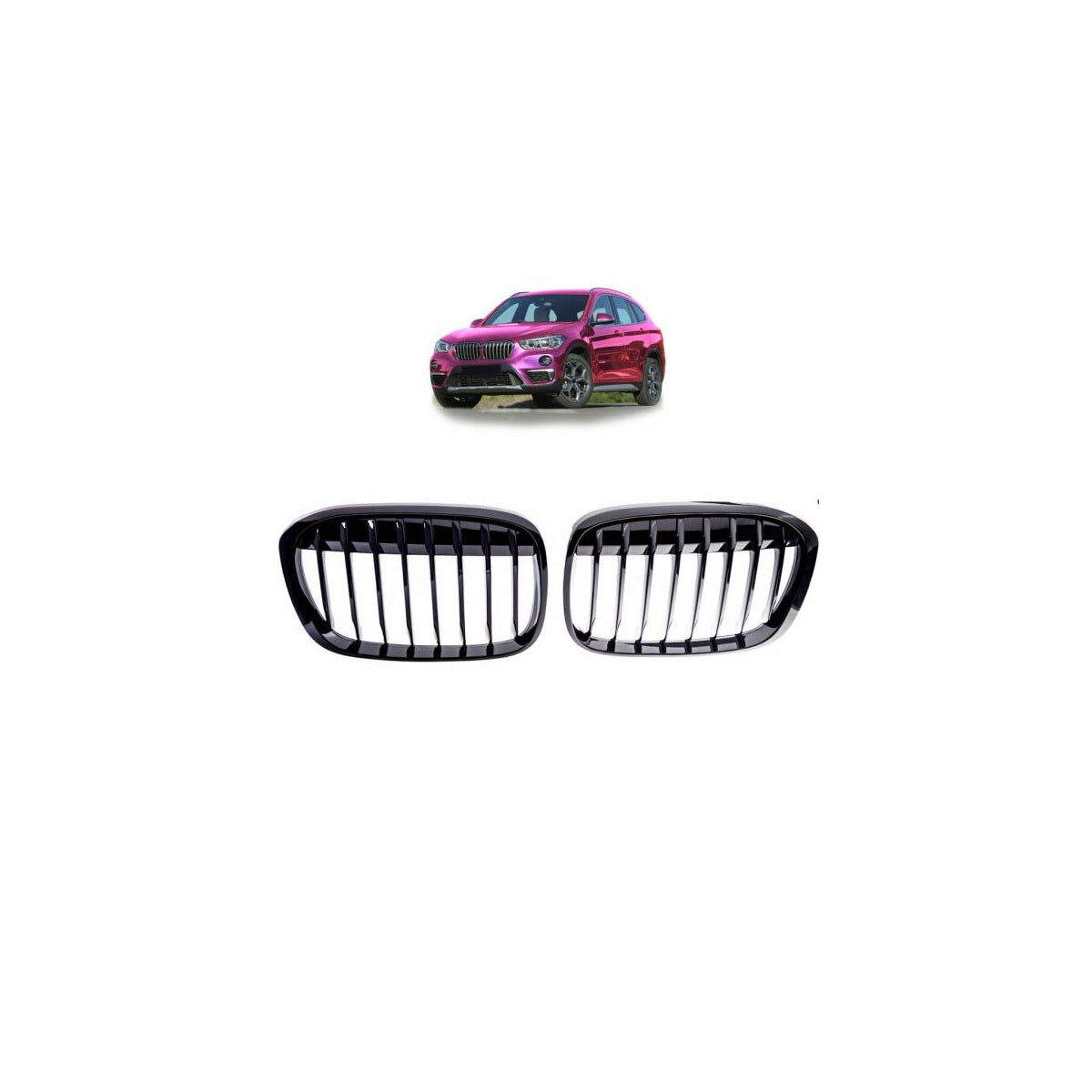Calandre sport simple noir brillant pour BMW X1 F48 14-19