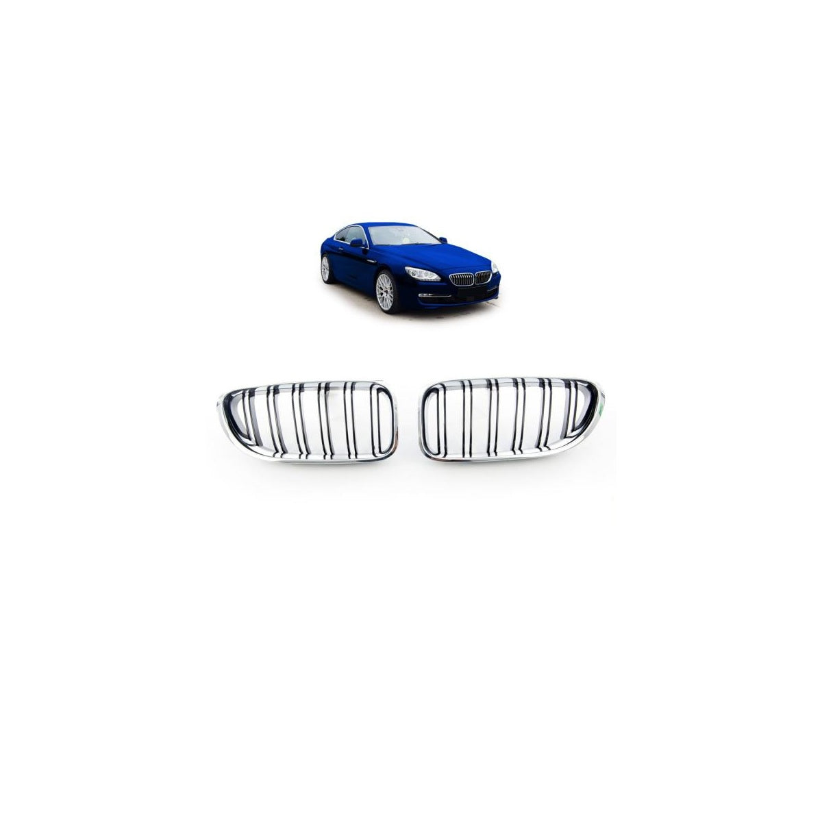 Calandre sport adaptée pour BMW Série 6 F12 / F13 11-18 chrome noir