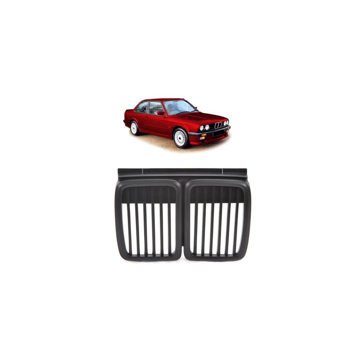 Calandre sport compatible avec BMW Série 3 E30 87-94 noir mat