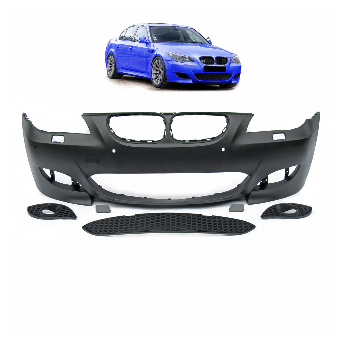 Pare-chocs avant adapté pour BMW Série 5 E60 E61 Facelift 2007–2010 avec PDC & lave-phares