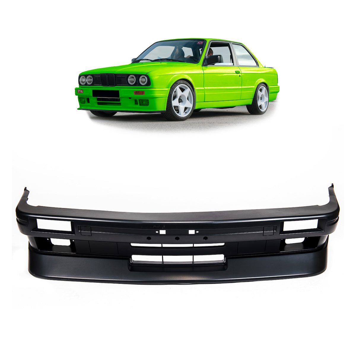 Pare-chocs avant compatible avec BMW Série 3 E30 Facelift 1988–1991 avec logement pour phares antibrouillard