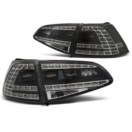 Feux arrière LED compatibles avec VW Golf 7 (VII) berline année 12-17 noirs avec clignotant dynamique