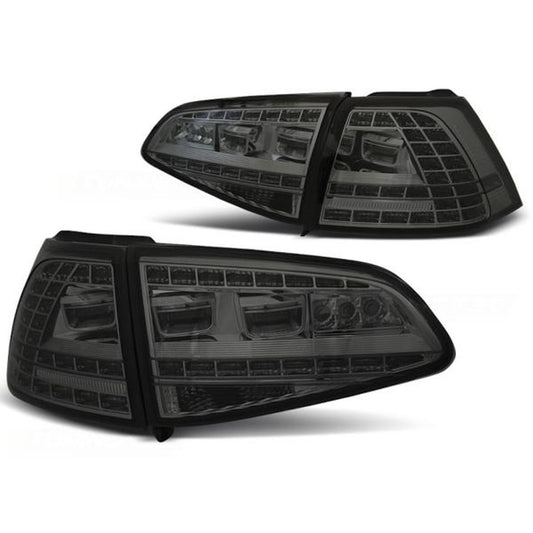 Feux arrière LED compatibles avec VW Golf 7 (VII) berline, années 12-17, fumés, clignotant dynamique