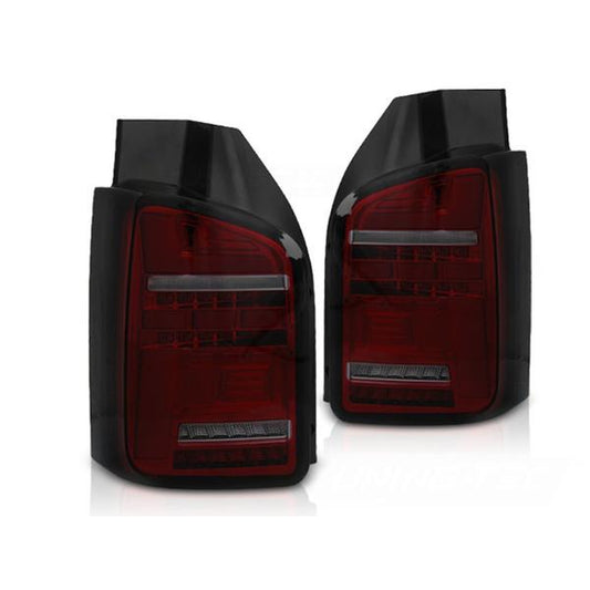 Voll LED Lightbar Rückleuchten passend für VW T6 15-19 Rot/Smoke (Flügeltüren / Halogen)