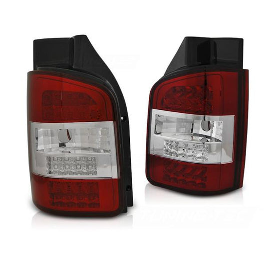 LED Rückleuchten passend für VW T5 Bj. 03-09 Rot/Chrom (Flügeltüren)