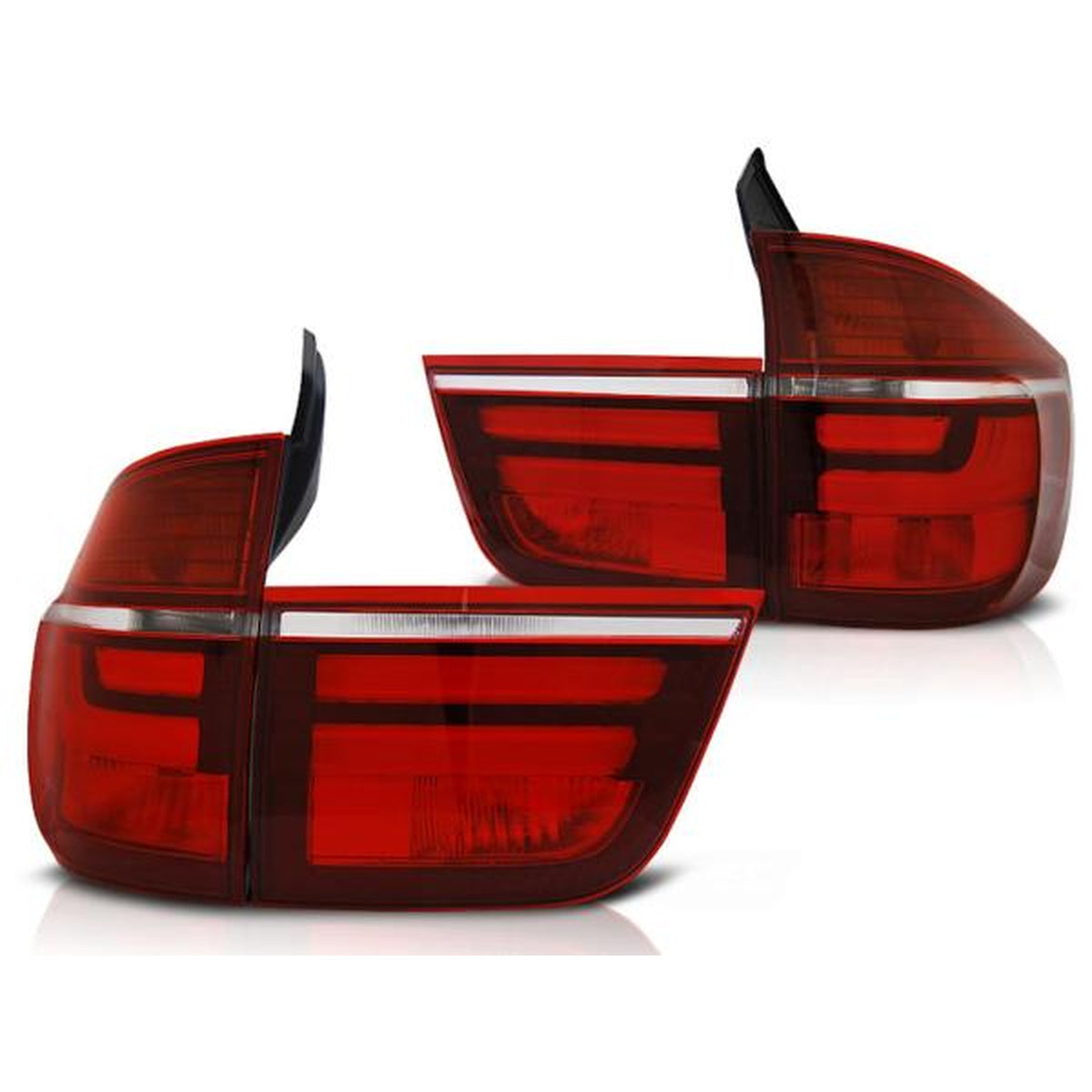 LED Lightbar Rückleuchten passend für BMW X5 E70 Bj. 07-10 Rot/Chrom