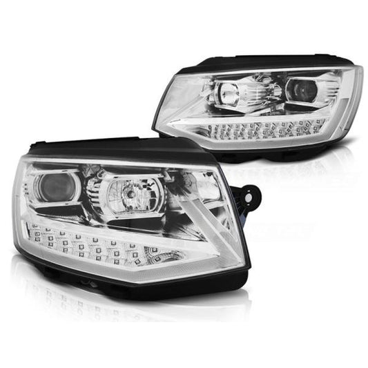 Scheinwerfer DRL LED Tagfahrlicht passend für VW T6 Bj. 15-19 Chrom mit LED Blinker LTI