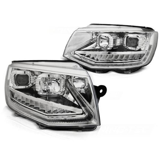 Scheinwerfer DRL LED Tagfahrlicht passend für VW T6 Bj. 15-19 Chrom mit dynamische Blinker