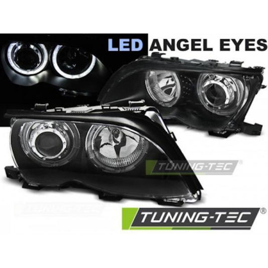 Scheinwerfer LED Angel Eyes passend für BMW 3er E46 Limo Touring Bj. 01-05 Schwarz