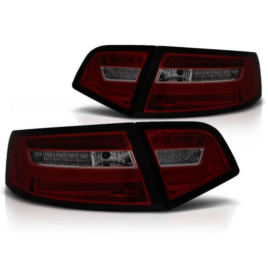 Feux arrière LED avec bandeau lumineux compatibles avec Audi A6 C6 4F Berline année 08-11 rouge/fumé