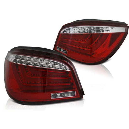 Feux arrière à barre LED compatibles avec BMW E60 Berline année 03-07 rouge/chrome