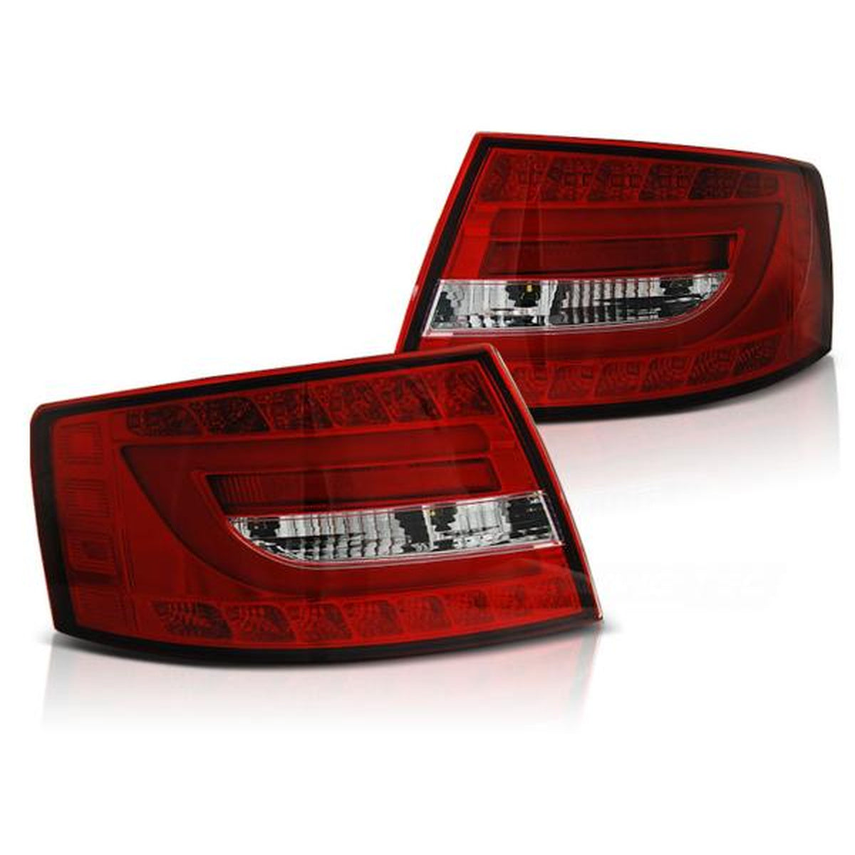 LED Lightbar Rückleuchten passend für Audi A6 C6 4F Limo Bj. 04-08 Rot/Chrom 7-PIN