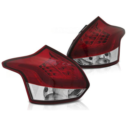 LED Lightbar Rückleuchten passend für Ford Focus MK3 Bj. 11-14 Rot/Chrom