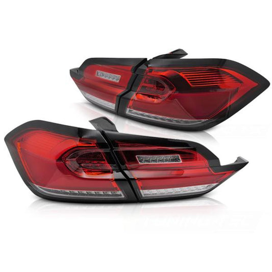 Voll LED Lightbar Rückleuchten passend für Ford Fiesta MK8 Bj. 17-21 Rot/Chrom