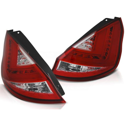 LED Lightbar Rückleuchten passend für Ford Fiesta MK7 Bj. 08-12 Rot/Chrom