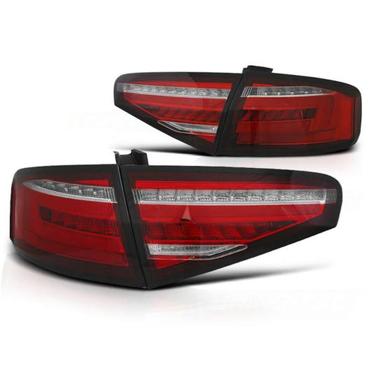 Voll LED Lightbar Rückleuchten passend für Audi A4 B8 (8K) 11-15 Rot/Chrom für Halogen