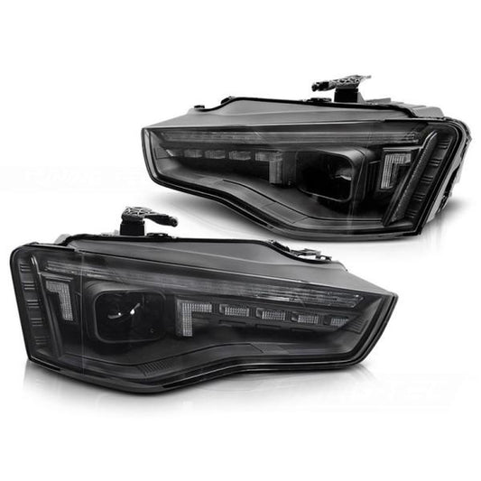 VOLL LED Tagfahrlicht Scheinwerfer Set passend für Audi A5 Facelift 11-16 Schwarz mit dynamischen Blinker