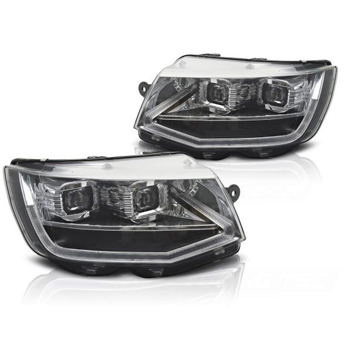 Voll LED Scheinwerfer Tagfahrlicht passend für VW T6 Bj. 15-19 Chrom mit dynamischem LED Blinker