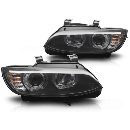 3D Xenon LED Tagfahrlicht Angel Eyes Scheinwerfer passend für BMW 3er Coupe/Cabrio E92/E93 06-10 schwarz